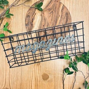 ‘Magazines’ Black Wall Hanging Metal Wire Basket